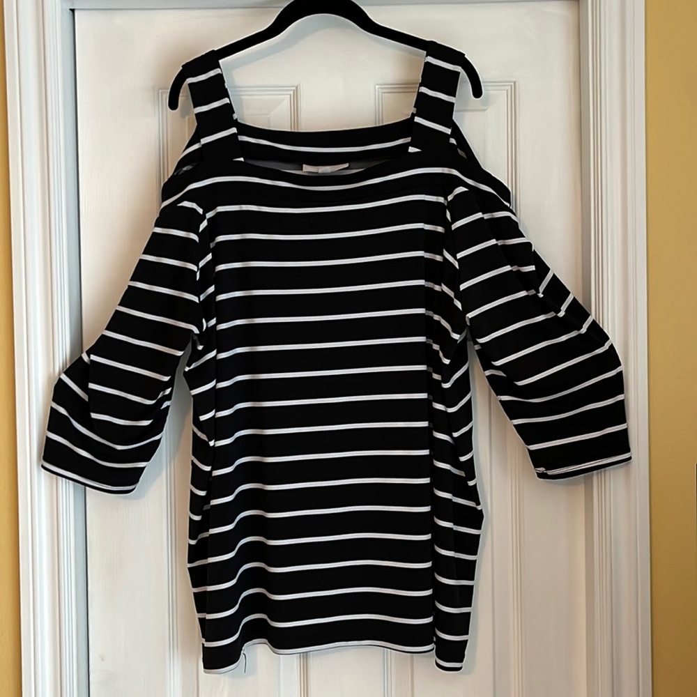 Striped Tunic with Cold Shoulder 🌺